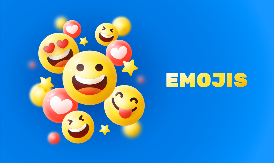 Imagem de vários emojis num fundo azul.